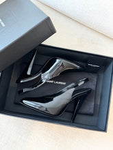 Load image into Gallery viewer, SAINT LAURENT Patent Leather Vernice Grupy 110 Slingback Pumps / Black / 37 EU
