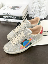 Load image into Gallery viewer, GUCCI Women’s New Ace Low Top Sneaker - Silver Metallic - EU36
