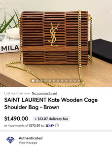 SAINT LAURENT Kate Wooden Cage Shoulder Bag - Brown