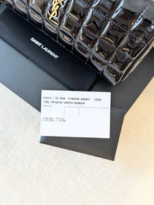 SAINT LAURENT 2024 Cassandre Matelassé Carré Pouch on Chain / Black