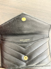 Load image into Gallery viewer, SAINT LAURENT YSL Monogram Ziptop Flap Grained Leather Card Case in Black
