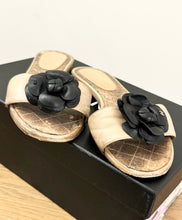 Load image into Gallery viewer, CHANEL Camellia Mule Sandals in Beige - (EU)38
