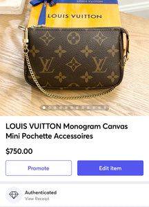LOUIS VUITTON Monogram Canvas Mini Pochette Accessoires