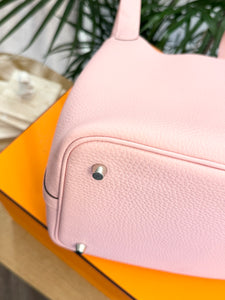HERMES 2024 Clemence Picotin Lock 22 Palladium Hardware in Rose Sakura