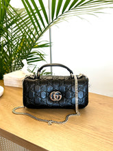 Load image into Gallery viewer, GUCCI GG Milano Mini Leather Top Handle Bag in Black
