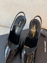 Load image into Gallery viewer, SAINT LAURENT Patent Leather Vernice Grupy 110 Slingback Pumps / Black / 37 EU
