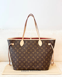 LOUIS VUITTON 2024 Monogram Neverfull MM Monogram Tote / Cherry