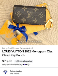LOUIS VUITTON 2022 Monogram Cles Chain Key Pouch