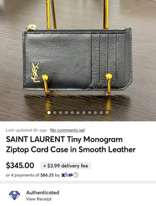 SAINT LAURENT Tiny Monogram Ziptop Card Case in Smooth Leather