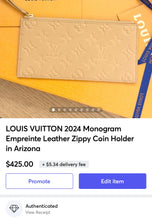 Load image into Gallery viewer, LOUIS VUITTON 2024 Monogram Empreinte Leather Zippy Coin Holder in Arizona
