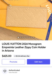 LOUIS VUITTON 2024 Monogram Empreinte Leather Zippy Coin Holder in Arizona