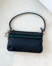 Load image into Gallery viewer, GUCCI GG Monogram Canvas Charm Web Pochette / Black
