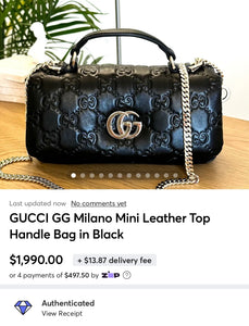 GUCCI GG Milano Mini Leather Top Handle Bag in Black