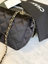 Load image into Gallery viewer, CHANEL Quilted Silk Mini Crossbody Bag In Black
